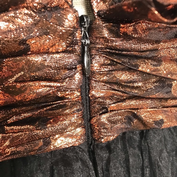 Vintage Silk Stephan Caras Black & Metallic Designer Gown Size 14 - Picture 8 of 10